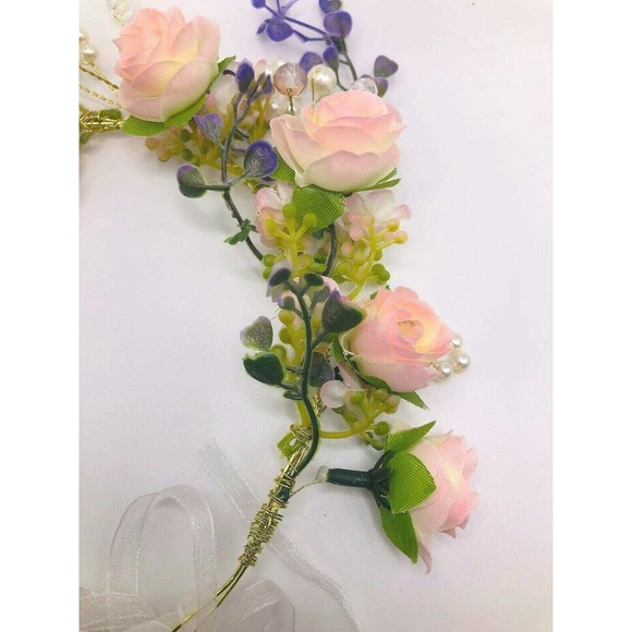 Flower Crown Floral Wreath BOHO Garland Headband for Communion Wedding Festivals - Picture 5 of 7